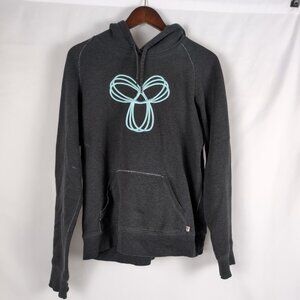 TNA Aritzia Women's Gray/Light Blue Pullover Hoodie Scuba Distressed, XL